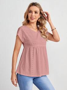 EMERY ROSE Solid Batwing Sleeve Peplum Tee