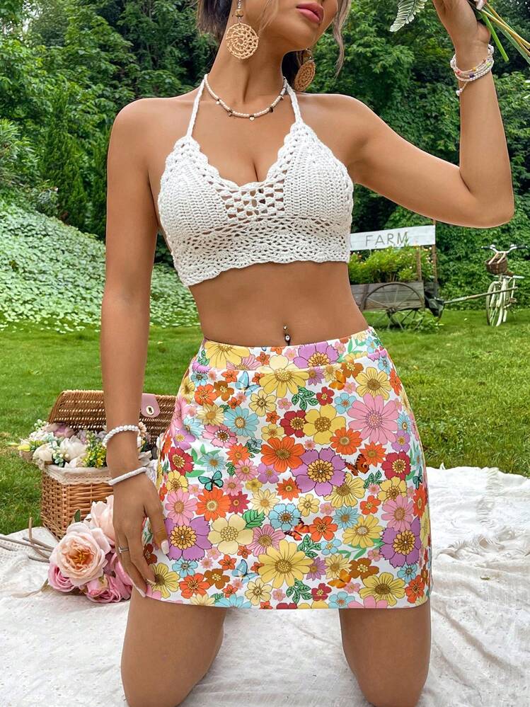 Soleia Allover Floral Print Skirt - Multicolor - View 5