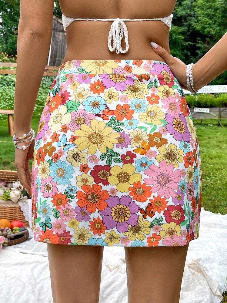 Soleia Allover Floral Print Skirt - Multicolor - View 1