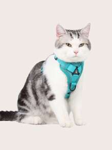 1pc Pet Chest And Back Strap Set With Reflective Breathable Mesh Vest Style, Including Leash, Suitable For Medium And Small Size Dogs And Cats, Great For Outdoor Activities - Dark Green - View 9