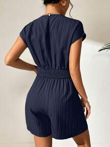 SHEIN LUNE 交疊領蝙蝠袖連身短褲