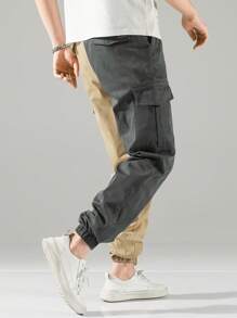 Manfinity Homme Men Two Tone Flap Pocket Drawstring Waist Cargo Trousers - Multicolor - View 2
