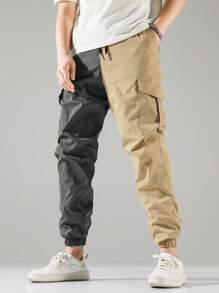 Manfinity Homme Men Two Tone Flap Pocket Drawstring Waist Cargo Trousers - Multicolor - View 5