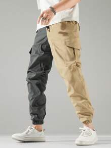 Manfinity Homme Men Two Tone Flap Pocket Drawstring Waist Cargo Trousers - Multicolor - View 6