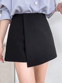 DAZY Solid Wrap Front Skort