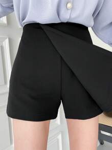 DAZY Solid Wrap Front Skort