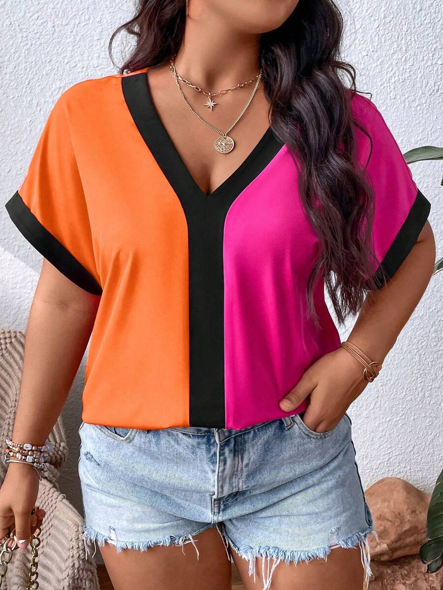 SHEIN LUNE Áo sơ mi Plus Size Khối Màu Giải trí - Nhiều màu - Xem 1