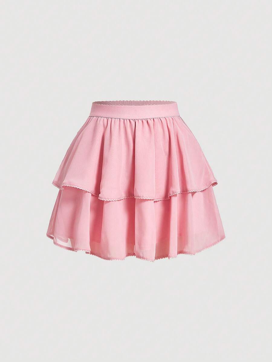 SHEIN MOD Falda de dos capas bajo