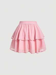 SHEIN MOD Falda de dos capas bajo