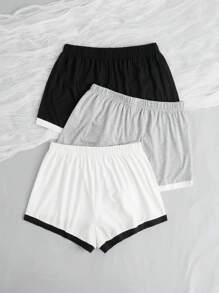3pcs Contrast Binding Lounge Shorts - Multicolor - View 2