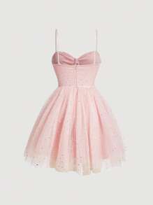 SHEIN MOD Contrast Sequin Mesh Corset Structure Cami Dress