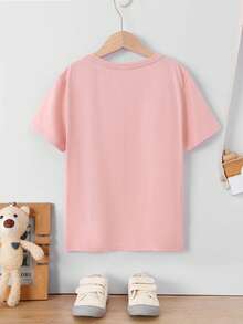 SHEIN Boys Solid Round Neck Tee - Baby Pink - View 2