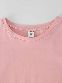 SHEIN Boys Solid Round Neck Tee - Baby Pink - View 5
