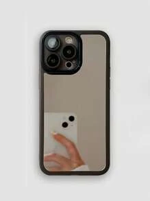 Ốp Điện Thoại Gương Trang Điểm Tương Thích Với iPhone 11, Có Phim Bảo Vệ Ống Kính, Chức Năng Chống Rơi, Vòng Kim Loại Với Phim Ống Kính Vỏ Điện Thoại Gương Tương Thích Với iPhone 15 Pro - màu đen - Xem 2