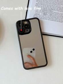 Ốp Điện Thoại Gương Trang Điểm Tương Thích Với iPhone 11, Có Phim Bảo Vệ Ống Kính, Chức Năng Chống Rơi, Vòng Kim Loại Với Phim Ống Kính Vỏ Điện Thoại Gương Tương Thích Với iPhone 15 Pro - màu đen - Xem 3