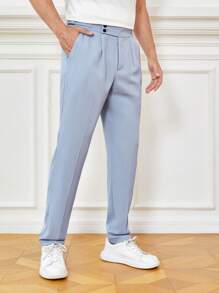 Manfinity NiteLyfe Men Solid Slant Pocket Suit Trousers - Baby Blue - View 1