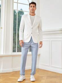 Manfinity NiteLyfe Men Solid Slant Pocket Suit Trousers - Baby Blue - View 4