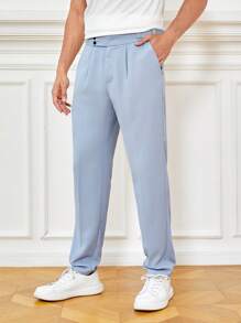 Manfinity NiteLyfe Men Solid Slant Pocket Suit Trousers - Baby Blue - View 5
