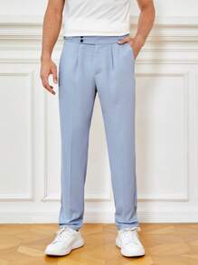 Manfinity NiteLyfe Men Solid Slant Pocket Suit Trousers - Baby Blue - View 6