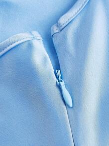 SHEIN MOD Solid Draped Collar Asymmetrical Hem Satin Cami Dress