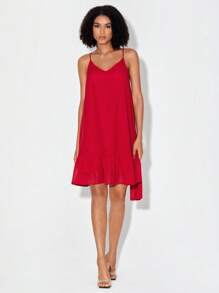 NGOZIKA OKEKE 素色荷葉邊吊帶洋裝 - 紅色 - 查看 5