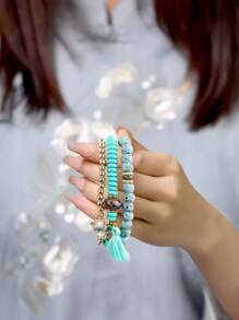 眼睛細節法蒂瑪之手飾物串珠錶帶 - 彩色 - 查看 5