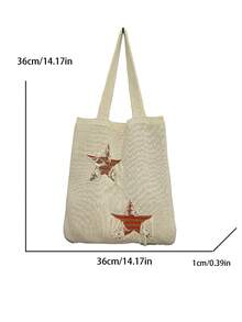 Bolso de ganchillo de rayas & con patrón de estrella vacación ribete crudo - Multicolor - Ver 3