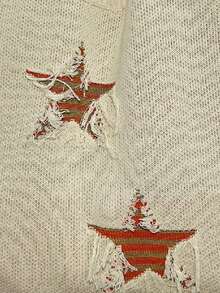 Bolso de ganchillo de rayas & con patrón de estrella vacación ribete crudo - Multicolor - Ver 5