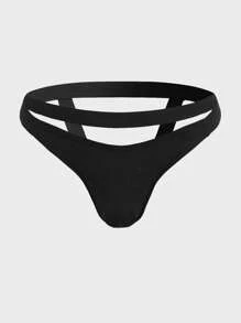 Ropa interior sexy tipo suspensor lisa para hombre - Negro - Ver 3