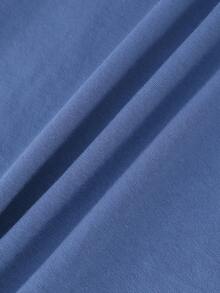 SHEIN Toddler Boys Solid Round Neck Tee - Blue - View 3