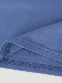 SHEIN Toddler Boys Solid Round Neck Tee - Blue - View 4