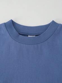 SHEIN Toddler Boys Solid Round Neck Tee - Blue - View 6