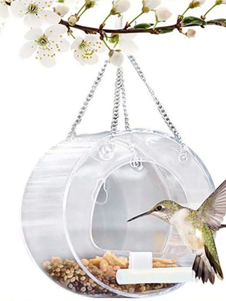 1 pieza Alimentador transparente loro para pájaro para alimento alimentación - Multicolor - Añade 4