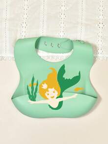 Bebé Babero de silicona sirena patrón - Verde - Ver 2