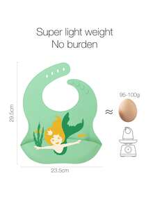 Bebé Babero de silicona sirena patrón - Verde - Ver 3