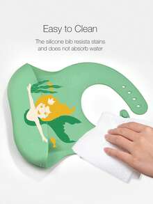 Bebé Babero de silicona sirena patrón - Verde - Ver 4
