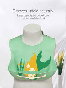 Bebé Babero de silicona sirena patrón - Verde - Ver 6