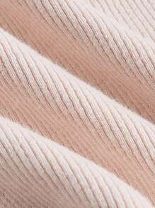 SHEIN MOD 拼接邊前蝴蝶結掛脖上衣 - 杏色 - 查看 4