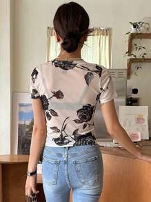 DAZY In hoa Lưới Áo Không có áo ngực - Nhiều màu - Xem 2