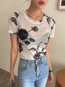 DAZY In hoa Lưới Áo Không có áo ngực - Nhiều màu - Xem 4