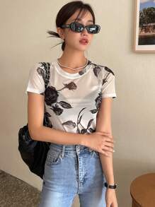 DAZY In hoa Lưới Áo Không có áo ngực - Nhiều màu - Xem 7