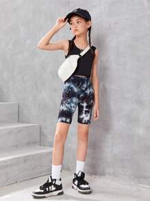 SHEIN Leggings Bé Gái Cà vạt nhuộm - Nhiều màu - Xem 3