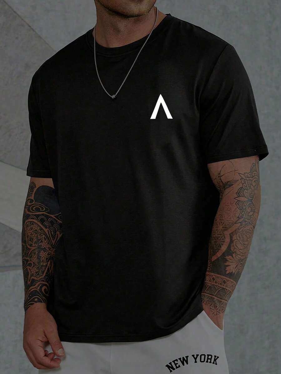 Manfinity Homme Men Plus Geo Print Tee - Black - View 1