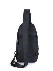 mini nuevo Pechera de hombres Bolso de mensajero de gran capacidad deportivo Hombres puerto de carga USB ojal de auriculares detalle - Negro - Ver 3