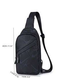 mini nuevo Pechera de hombres Bolso de mensajero de gran capacidad deportivo Hombres puerto de carga USB ojal de auriculares detalle - Negro - Ver 7