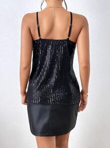 SHEIN BAE 雙色亮片吊帶上衣 - 黑與白 - 查看 2