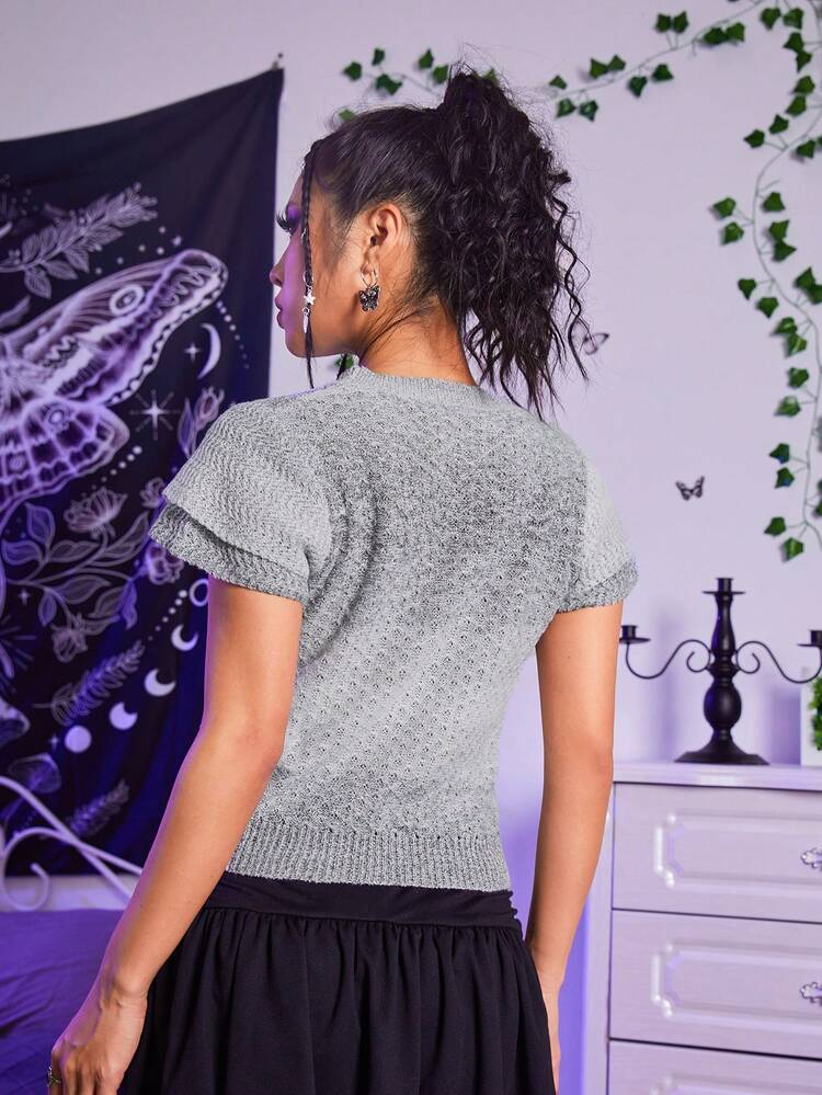 Cap Sleeve Pointelle Knit Top