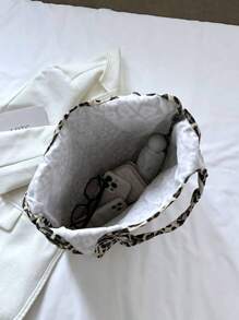 豹纹购物袋 书包，返校，大容量，便携，可折叠，经典休闲，适合少女、女大学生，非常适合返校、开学第一天、初中、高中、购物、度假、时尚豹纹包、动物印花女包、学校用品、学校手提包、学校手提袋、学校书包、返校包、轻便 - 彩色 - 查看 5