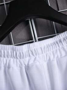 Manfinity RSRT Men Plus Letter Graphic Drawstring Waist Shorts