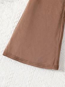 SHEIN Sparklyn 少女字母圖形t恤和喇叭褲套裝 - 彩色 - 查看 6